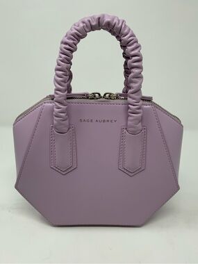 Sage Aubrey Small Luna Scrunch Lavender Structure Leather Top Handle Satchel Bag